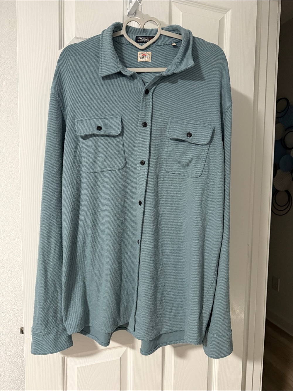Faherty Long-Sleeve Button-Up Shirt in Dusty Blue